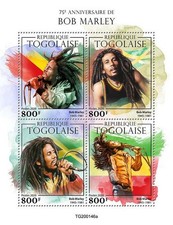 BOB MARLEY Jamaica Singer/Songwriter/Reggae Music MNH Stamp Sheet #1 (2020 Togo)