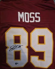 BAS(Beckett): Santana Moss AUTO Jersey with 21 (Sean Taylor) Tribute PATCH. RARE