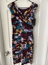 Adrianna Papell Womens Dress Sz 4 Work Business Cocktail Party Purple Artsy