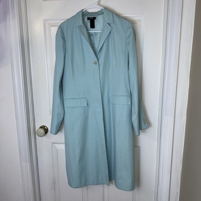 Bcbg Maxazria Mint Green Trench Coat Women s Sz 10 Cotton Polyester Blend