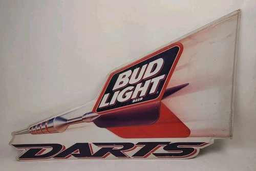 Vintage 1996 Bud Light Beer Darts Sign Metal Tin 36" X 20" Budweiser Bar Pub 90s