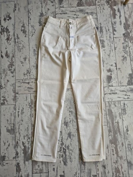 Women Closed Trousers Beige Cotton S