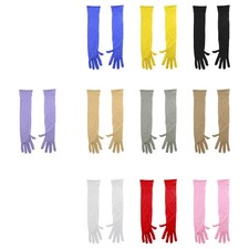 1Pair Ultra-Thin Five Fingers Long Gloves Sun Protection Gloves Wedding Gloves