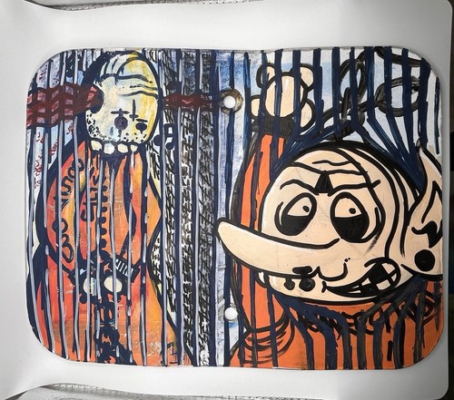 Original Graffiti Art Painting On Rail Metal Sign - Street Art, ‘Jail’ 12x9 - Picture 2 of 7
