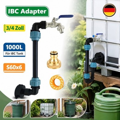 IBC Adapter Anschlussset Schwanenhals 3/4 Zoll Messing schwarz für IBC Lagertank