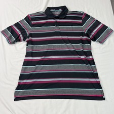 Under Armour Shirt Mens XL Black Striped Stretch Loose Heatgear Performance Golf