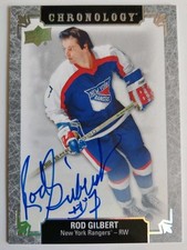 2018-19 UD Chronology Hockey Franchise History #FH-NYR-RG Rod Gilbert Autograph