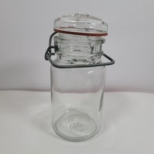 VTG Clear Glass Lightning Jar w/Wire Bail and Red Rubber Seal-1376S1