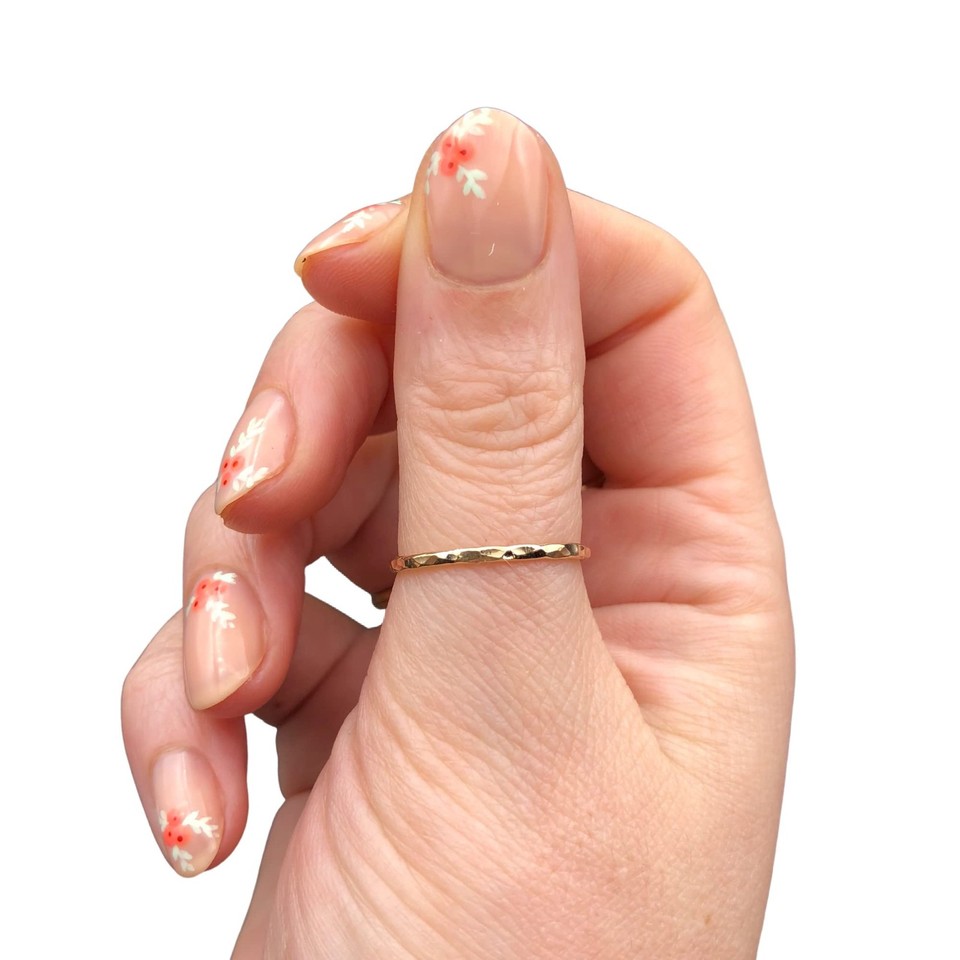 Minimalist Stackable Rings Ellie J Maui Hammered Ring, 1mm Thin Stacking Rings, Minimalist Rings ...