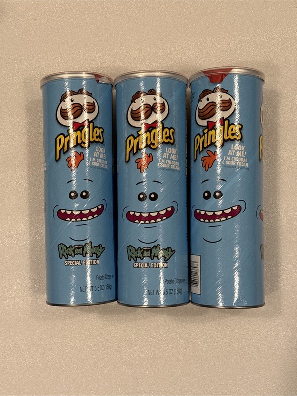 3 x Pringles Potato Chips Rick and Morty Mr. Meeseeks Can Lot. Sealed!