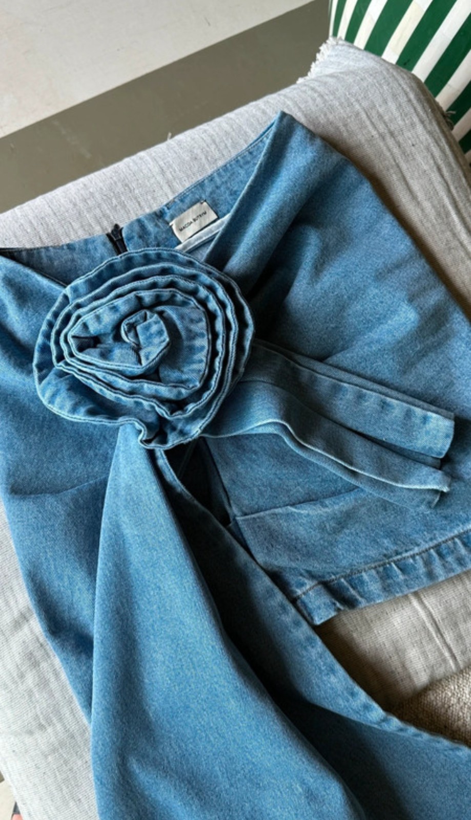 Magda Butrym denim assymetrical rose mini skirt image 4