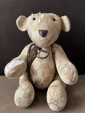 GUCCI GG Canvas Teddy Bear Plush Toy Beige