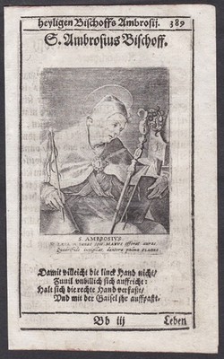 Sant'Ambrogio Saint Ambrose Heiliger Ambrosius Heiligenbild engraving 1645