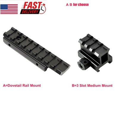 Dovetail 11mm 20mm To Picatinny Rail Adapter Base/0.83 Inch 3 Slot Riser Mount