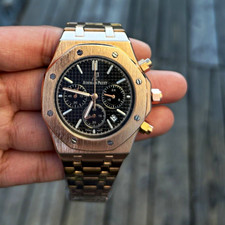 Audemars Piguet Royal Oak Chronograph Quartz Black Tapisserie Dial Rose Gold