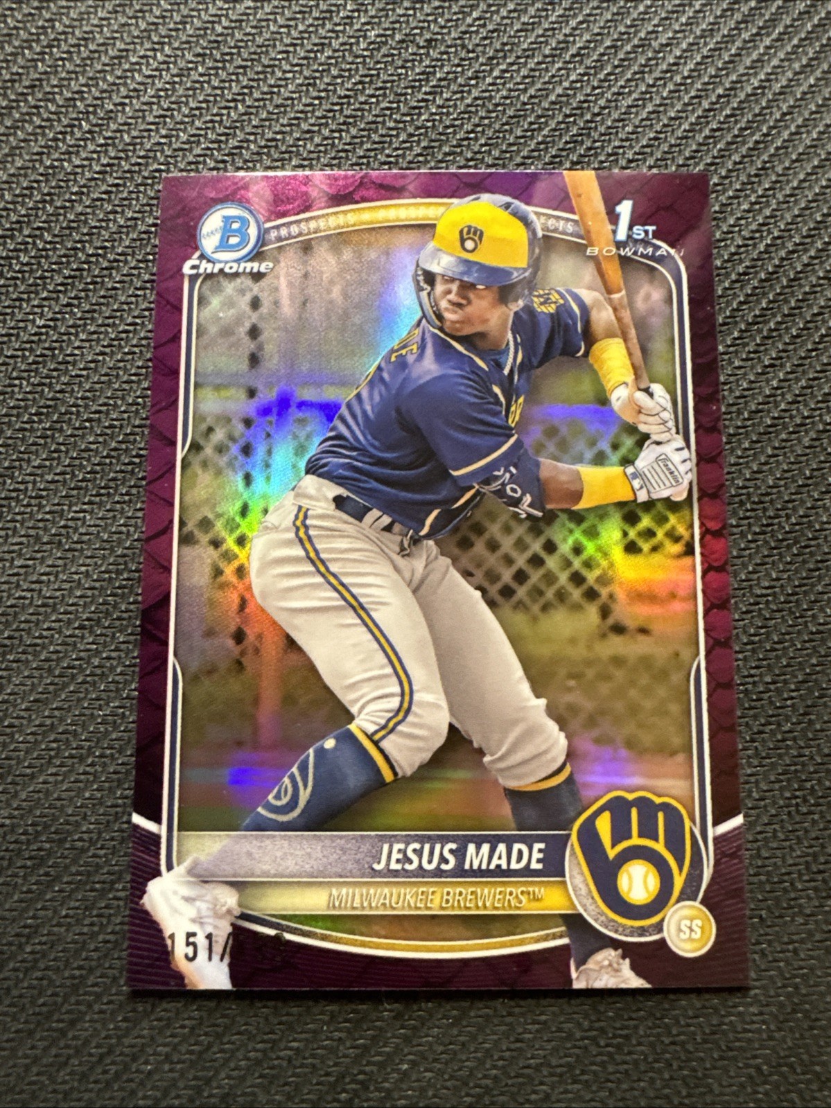 2025 Bowman Jesus Made #BCP-50 Chrome Prospects Fuchsia Reptilian 151/199 1st