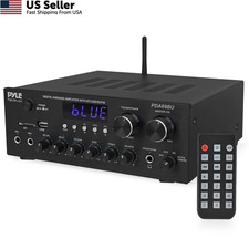 Pyle Home Karaoke Amplifier Receiver with Bluetooth Streaming, 200 1, Black