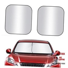 2 Piece Windshield Sun Shade for Car SUV Truck 28x31 Universal Fit 01. Silver