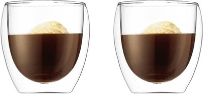Bodum Pavina 8oz Double Wall Glasses Set of 2 Borosilicate Insulated Coffee Mugs