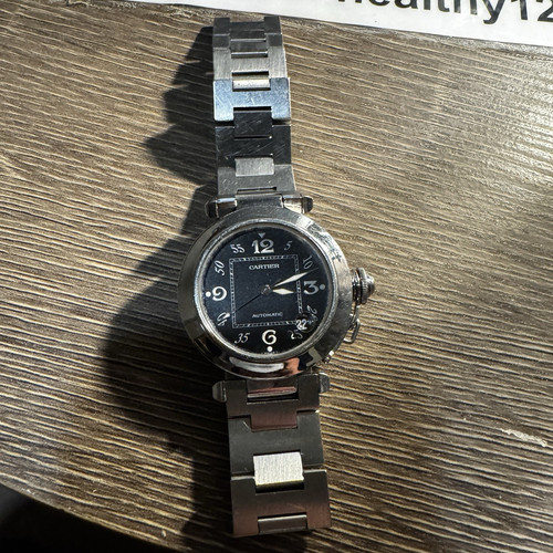 Cartier Pasha Automatic 35mm Black Dial Date 100m Steel Bracel...