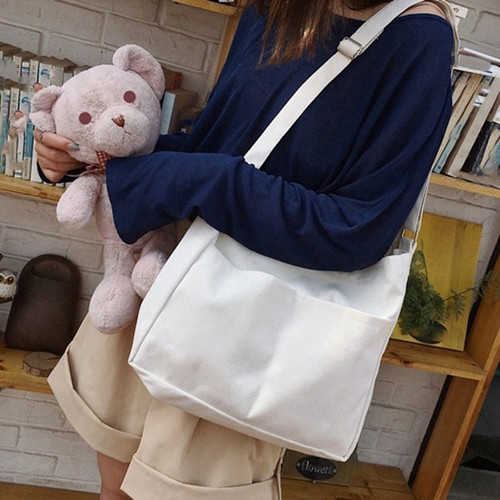 Borsa shopping nuova studentessa moda spalla selvaggia grande capacità tela 3040 - Foto 6 di 9
