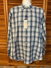 NWT Oxford "Make Today Lucky" Men's Button Down LS Dress Shirt Silver Lake Blue