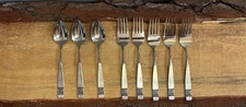 National Stainless Flatware, MCM, Lot of 8. Forks 6 3/4”, Spoons 6 1/4”. NEW! 