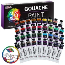 U.S. Art Supply Professional 36-Color Gouache Paint Set in Large 18ml Tubes