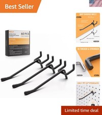 60 Pack 4 Inch Black Pegboard Hooks, 1/4" Heavy Duty Peg Board Shelving Hooks...