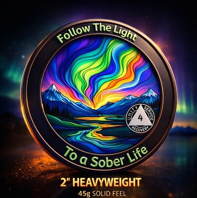  Northern Lights 4 Year Recovery Coin 45g Heavyweight Sober Gift Recovery Token