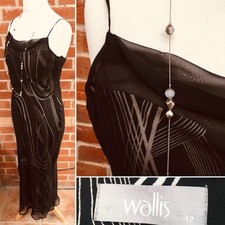 WALLIS Size 12 Black Dress  Holiday Wedding Spring Evening Excellent S1