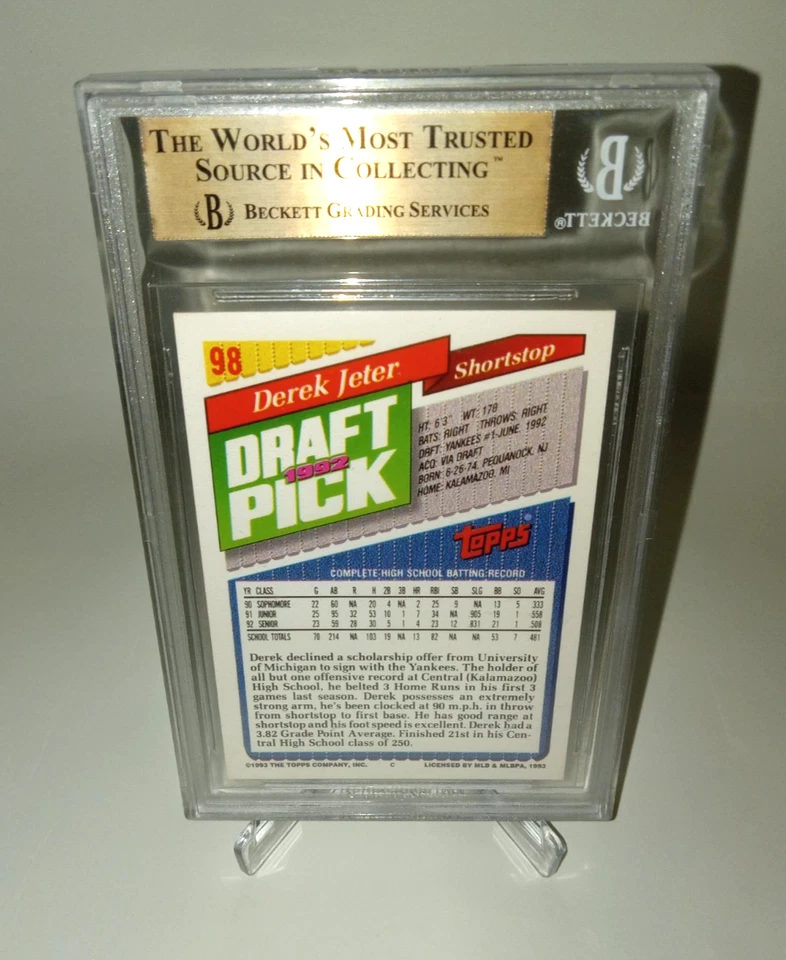 Very RARE PSA 9.5 DEREK JETER #98 Draft Pick 1992 Card Centering 9.5  - Image 4 of 4
