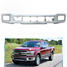 Front Bumper Cover Face Bar Chrome W/Fog Light Hole For 2018-2020 Ford F150