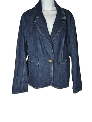 Denim Blazer Jacket Minimalist  Dark Wash Womens Casual Chic Capsule Wardrobe