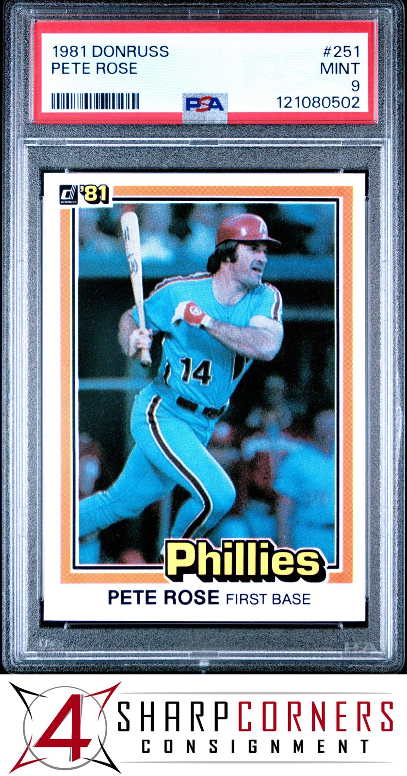 1981 DONRUSS #251 PETE ROSE PHILLIES PSA 9