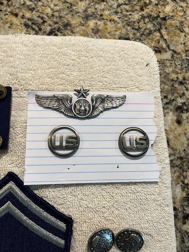 U.S. Air Force USAF Ribbon Bar with 17 Ribbons-60s 70s 80s-Wings-Chief Stripes - Picture 4 of 7