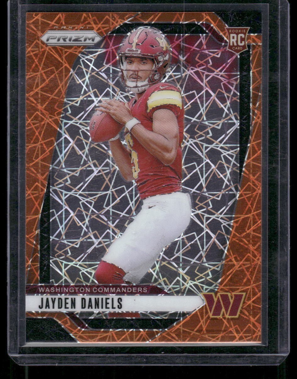 Jayden Daniels 2024 Panini Prizm Orange Lazer #347 Rookie Card