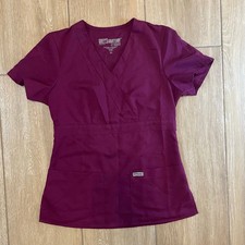 Grey's Anatomy Barco Scrub Top XS Wine Purple V Neck Medical Nurse