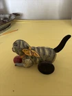 1930s MARX Tin Litho WIND UP TOY CAT PLAYING With BALL Works Missing Ears