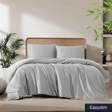 Queen Duvet Cover Set 3-Piece Organic Bamboo Viscose, Linen Color