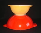 PYREX - 2 pc. - #442, 444 FRIENDSHIP Red & Orange Cinderella Mixing Bowls