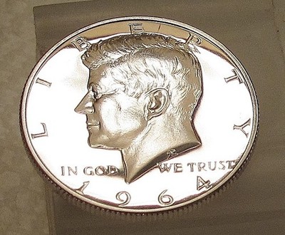 1964 Kennedy  Gem  CAMEO  Proof 90% Silver  Blazing White Luster #701 - 9