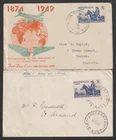 2 Australia 1949 First Day Cover FDC 75th Anniversary Universal Postal Union