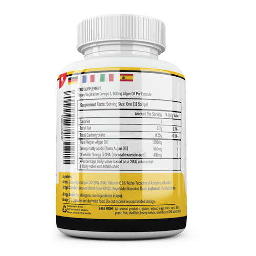 Cápsulas Omega 3 - Aceite de algas Omega 3 Premium Omega 3 vegano - Imagen 10 de 12