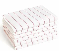 Glass Towel 24 Pcs Tea Towel Cloth 100% Cotton Kitchen Red Stripe Dish Towel 