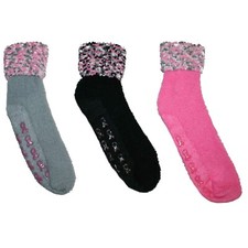 Breast Cancer Cozy Socks - 3 Pairs, Black/Pink and Gray - size 9-11 - NEW