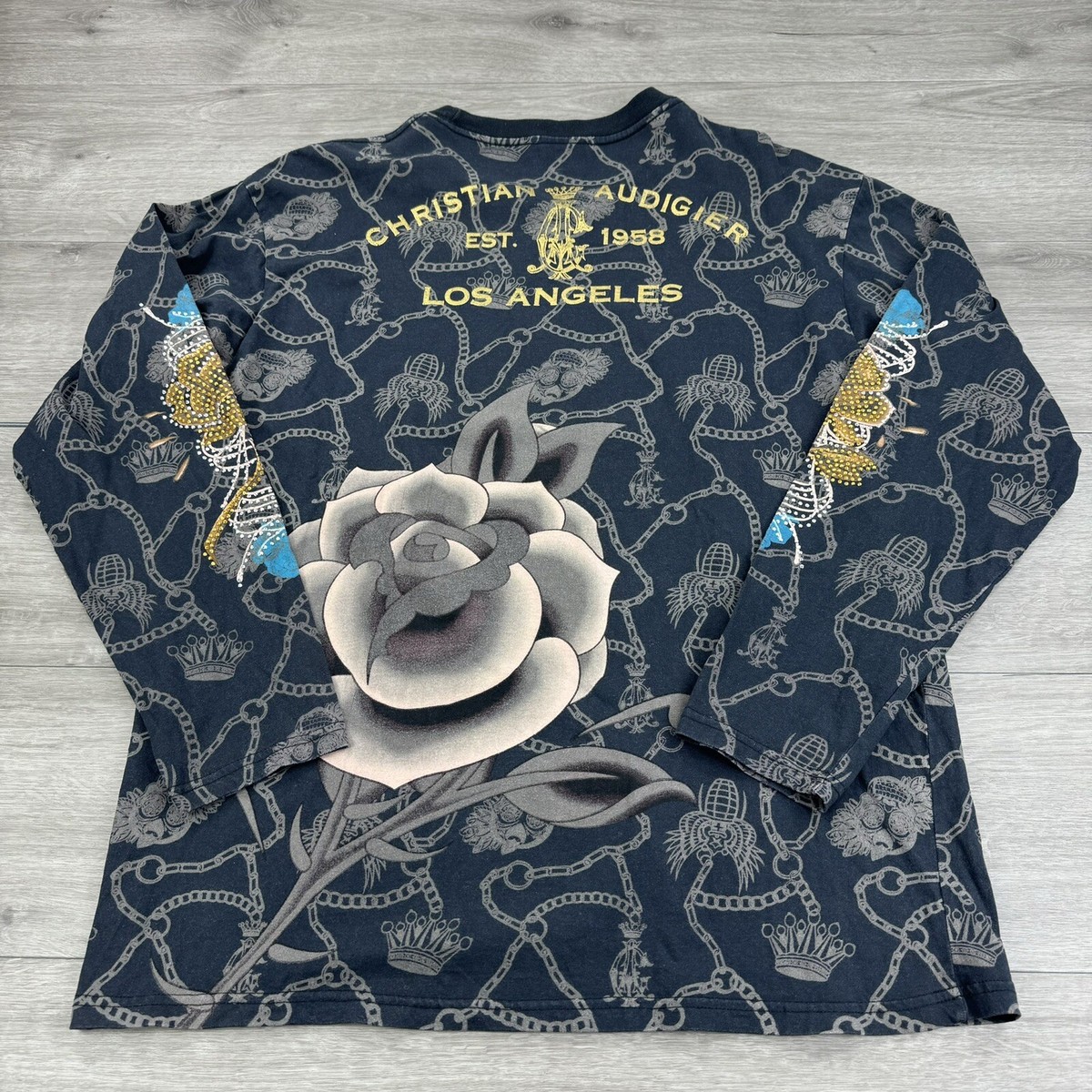 トップス Christian Audigier double sleeve shirt s-l1200.jpg