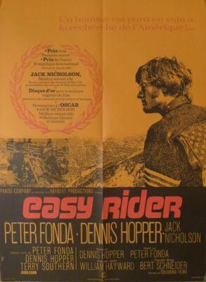 EASY RIDER - HOPPER / FONDA - BIKER / MOTORRAD - MEDIUM FRANZÖSISCHES FILMPLAKAT