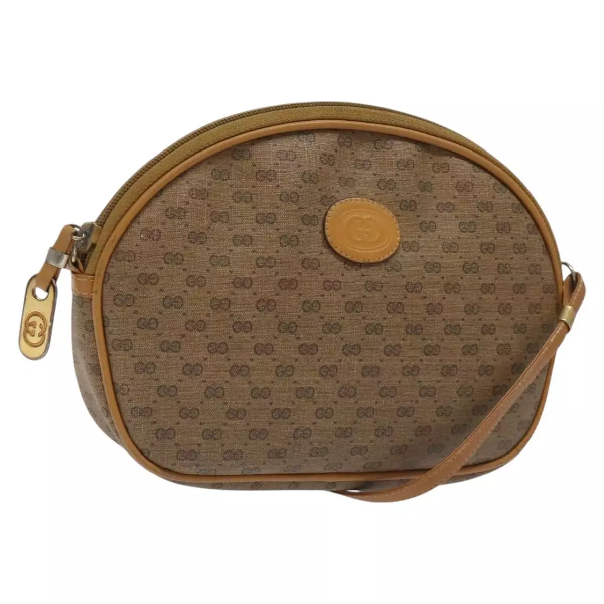 Sac à bandoulière GUCCI Micro GG Supreme PVC cuir beige or authentique am7931