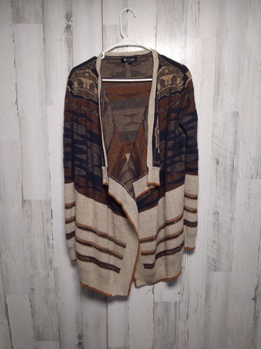 Cardigan a cascata con stampa azteca 2 sorelle misto angora medio - Foto 2 di 7
